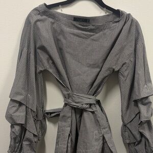 Max Jeans Black and White Checkered Blouse